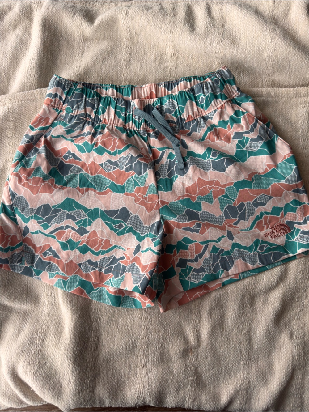The North Face Women's Pink & Teal Patterned Athletic Shorts